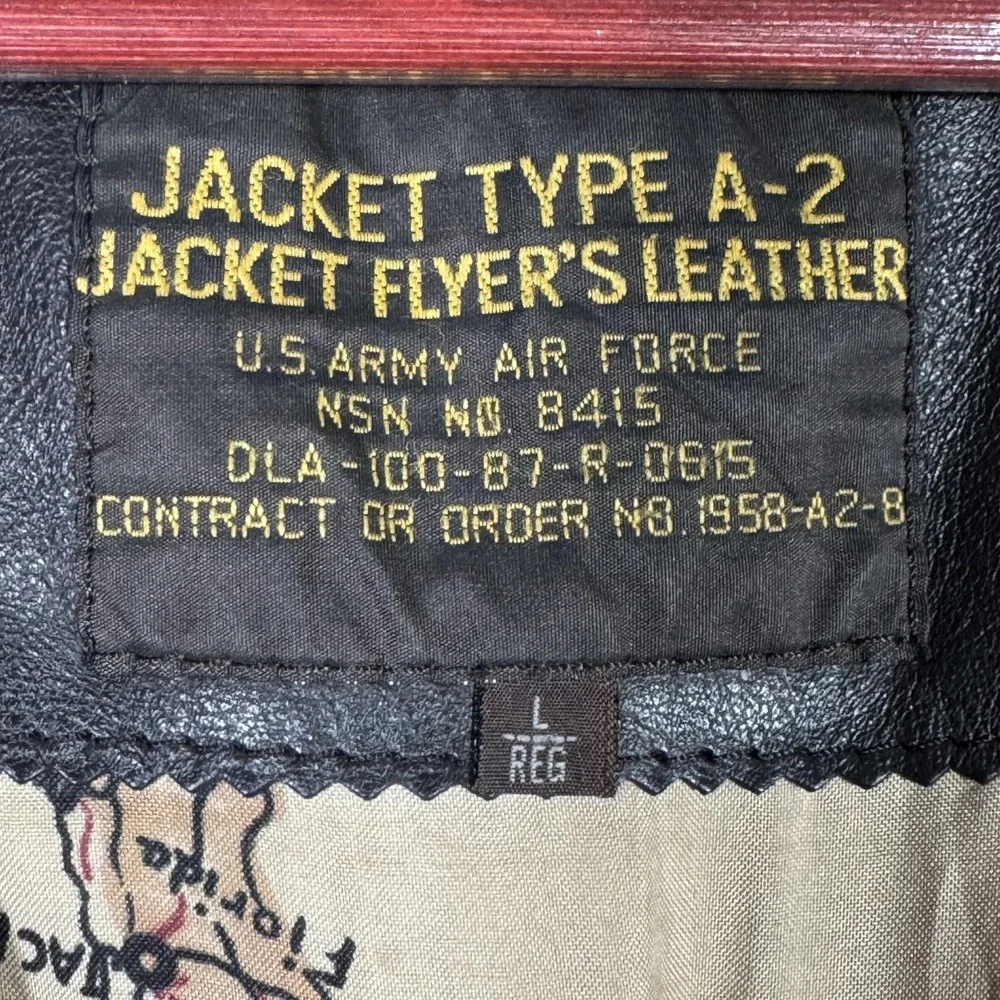 Vintage A2 Flight Leather Jacket Mens L Bomber US Army Air Force Brown - Picture 6 of 13